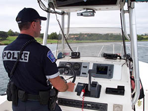 Police Patrol Boat with Raymarine radar, sonar and VHF radio